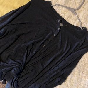 long sleeve black half button shirt